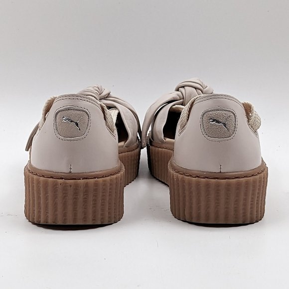 Puma Fenty X Rihanna Women Creeper Bow Cream Leather Platform Sandals size 6.5 - Picture 5 of 11
